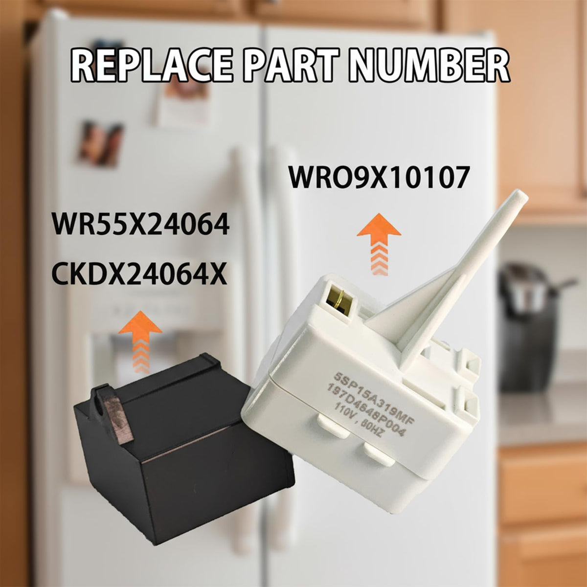 WR09X10107 Start Relay & WR55X24064 Overload Capacitor Kit – Compatible with GE, Hotpoint, Americana Refrigerators – WR09X10107, WR55X24064, CKDX24064X