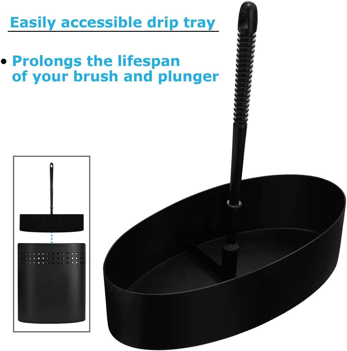 Toilet Brush and Plunger Set with Holder, Modern Black Bathroom Accessories Toilet Plunger and Toilet Bowl Brush Combo