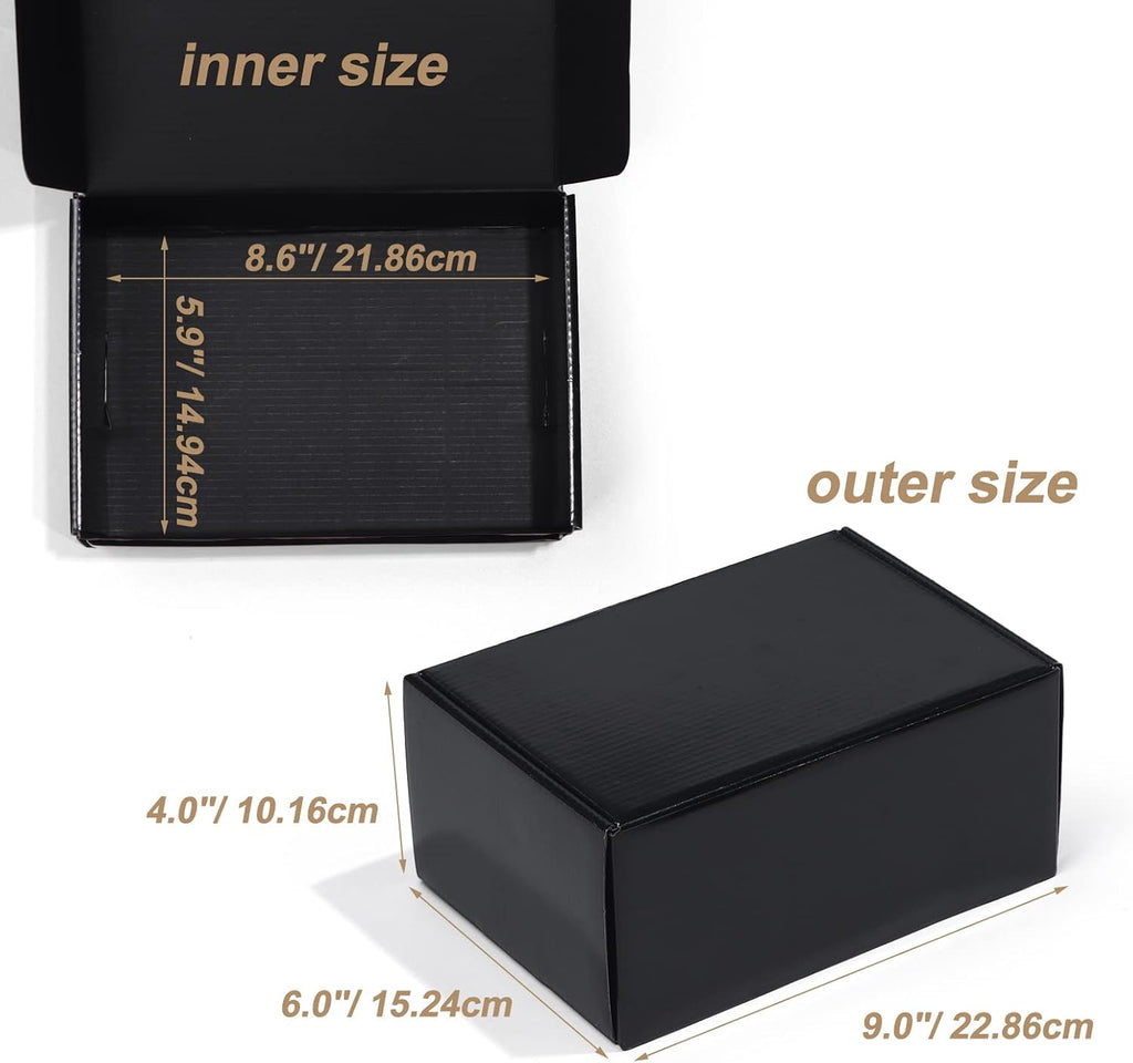 9x6x4 Black Small Shipping Boxes, 20 Packs Corrugated Cardboard Mailer Boxes for Packaging Small Business Mailing