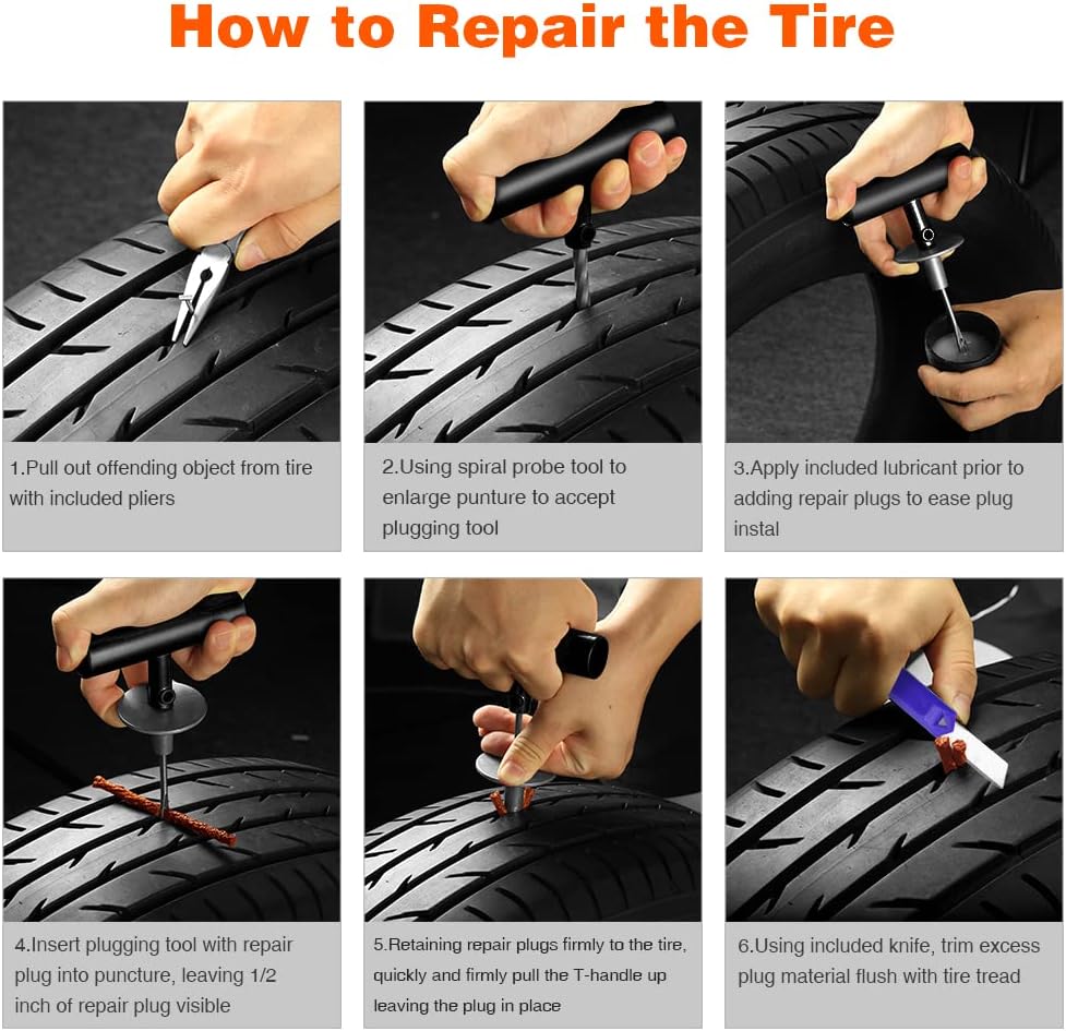 Tire Repair Kit - 68pcs Heavy Duty Tire Plug Kit, Universal Tire Repair Tools to Fix Punctures and Plug Flats Patch