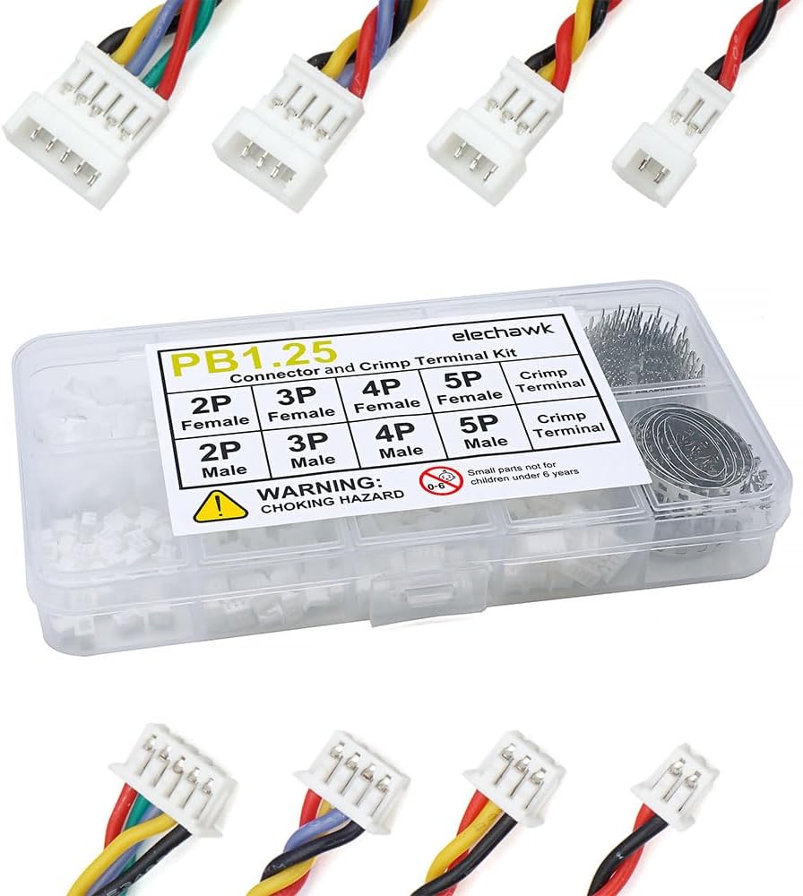 PB1.25 Male and Female Connectors and Crimp Terminal kit Compatible with Molex PicoBlade Connectors Plugs 1.25mm Pitch for Pixhawk 2.4.8 Drone Flight Controller