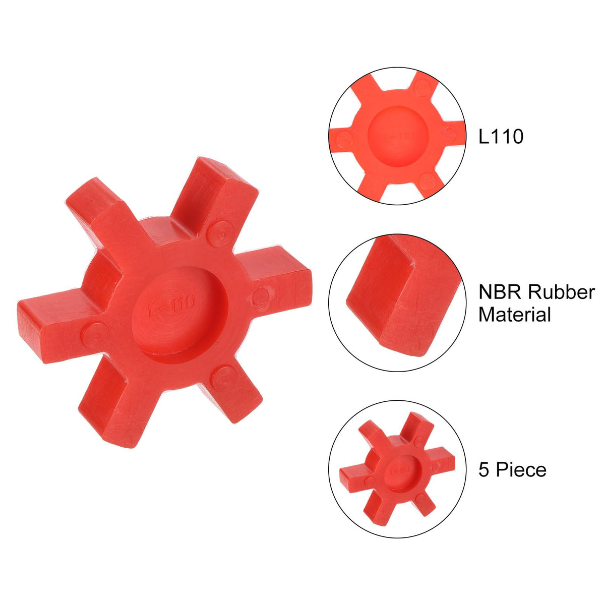 uxcell 5pcs L110 Jaw Coupling Insert, Urethane Flexible Solid Type Jaw Coupling Center Insert for L Jaw Coupling L-Jaw Coupler Set, Red