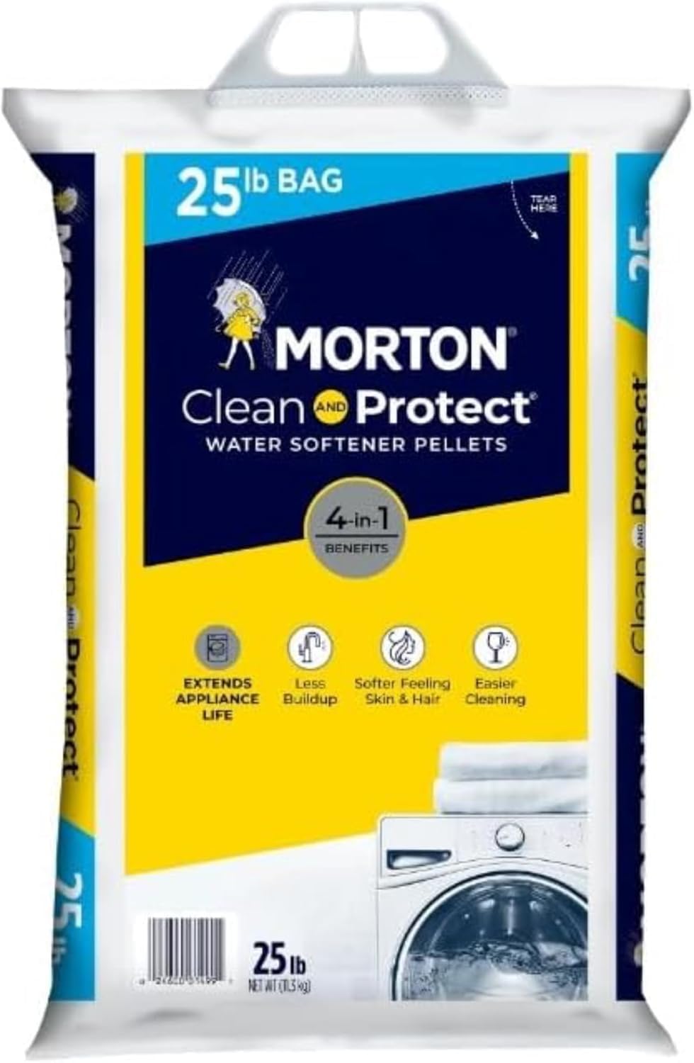 (3Pack) - 25lb Bags Morton Clean and Protect Water Softener Salt, Easy-Carry, Senior-Friendly, Lightweight