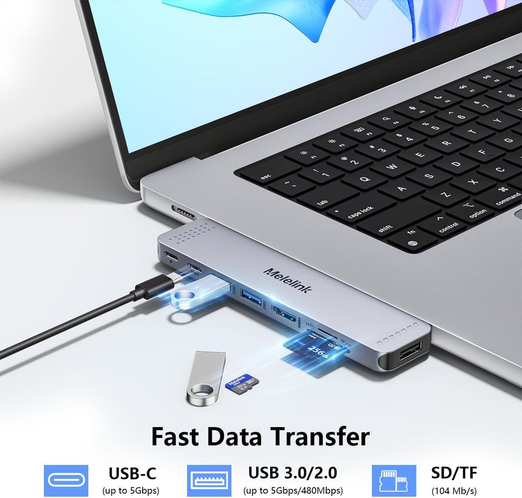 USB C Hub Adapter for MacBook Pro/Air M5 M4 M3 M2 M1 2025-2018 13" 15" 16", Mac Multiport Adapter, 8 in 2 MacBook