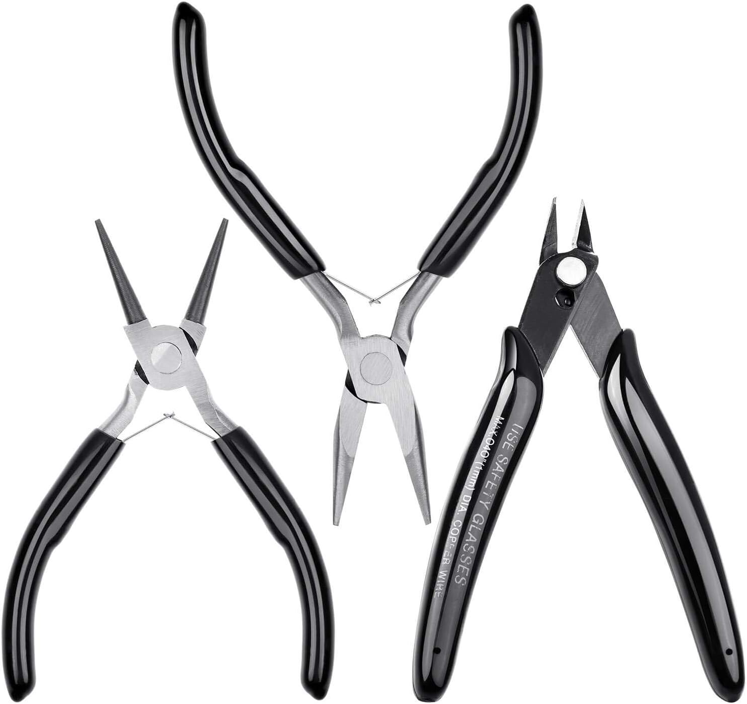 Jewelry Pliers, Cridoz Beading Pliers Set with Needle Nose Pliers, Round Nose Plier and Wire Cutter for Jewelry