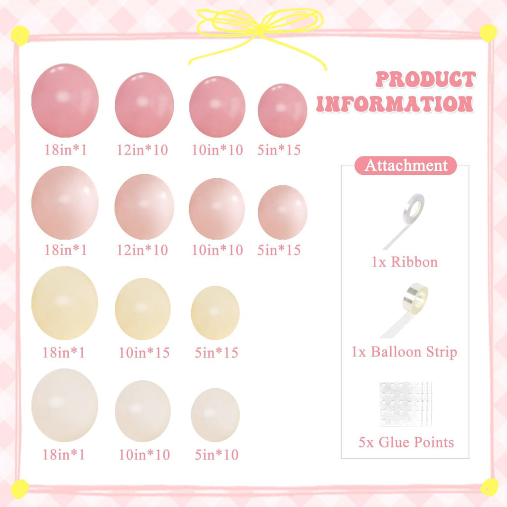 Pink and Yellow Balloon Arch Kit Pastel Pink Light Pink Yellow Sand White Balloons for Birthday Baby Shower Bridal