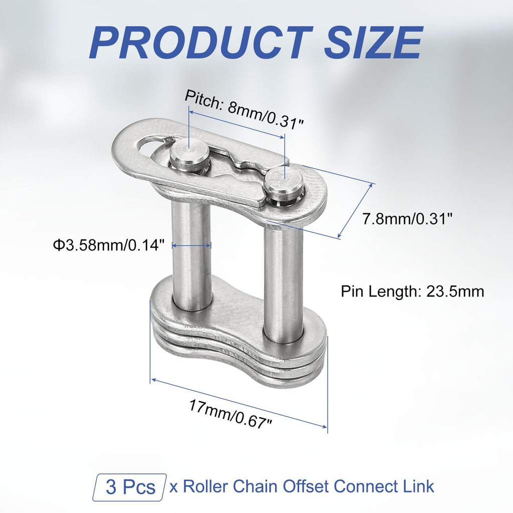 DTGN 3Pcs ANSI #35 Roller Chain Connect Link, 8mm Pitch