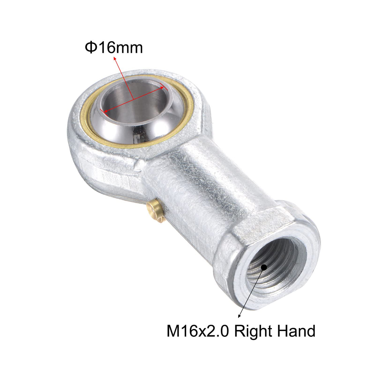 uxcell PHS16 Spherical Rod End Bearing 16mm Bore Self-Lubricated Joint Bearing M16x2.0 Right Hand Female Thread Connector