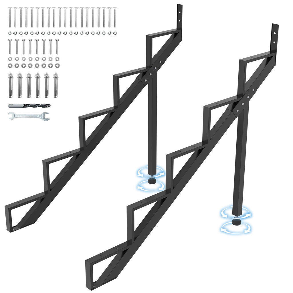 Stair Step Riser w/Reinforcing Support Legs, 5-Step 2 PCS Stair Stringer