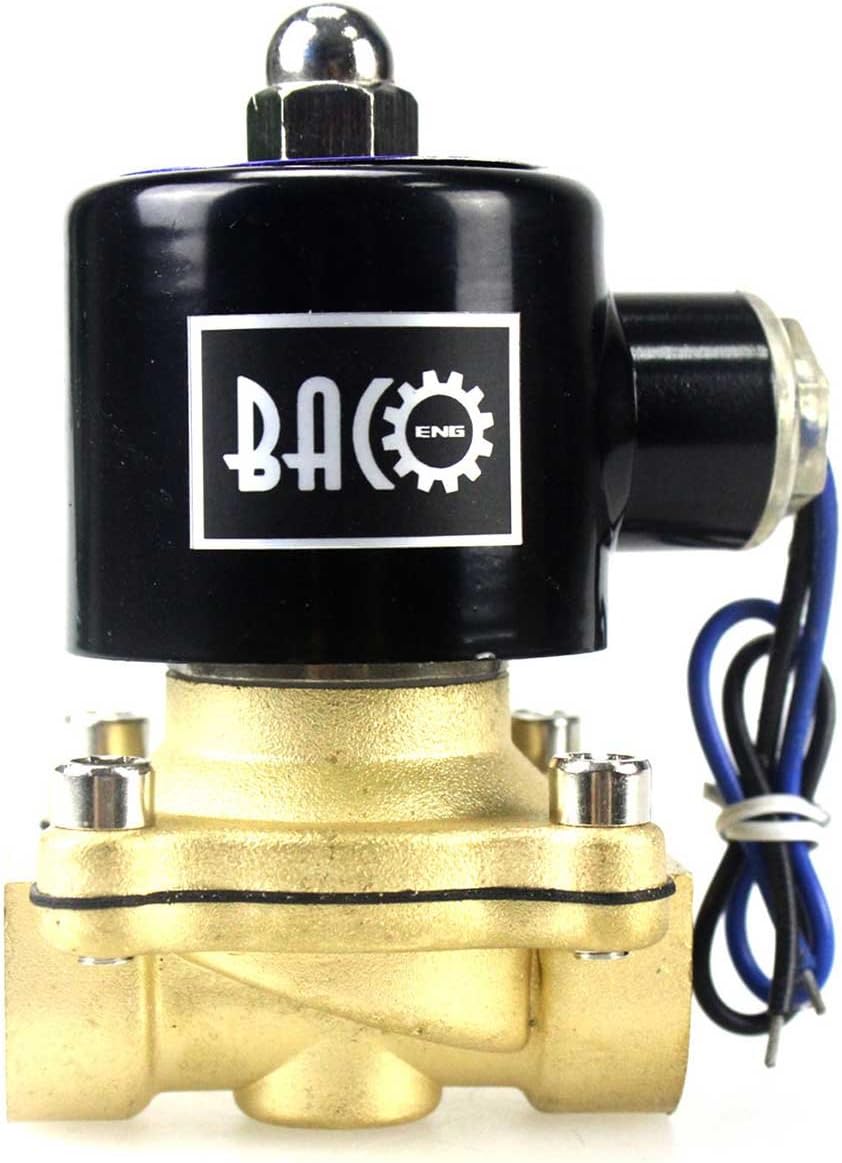 BACOENG Brass Electric Solenoid Valve 1/2" AC110V (NPT, Normally Closed)