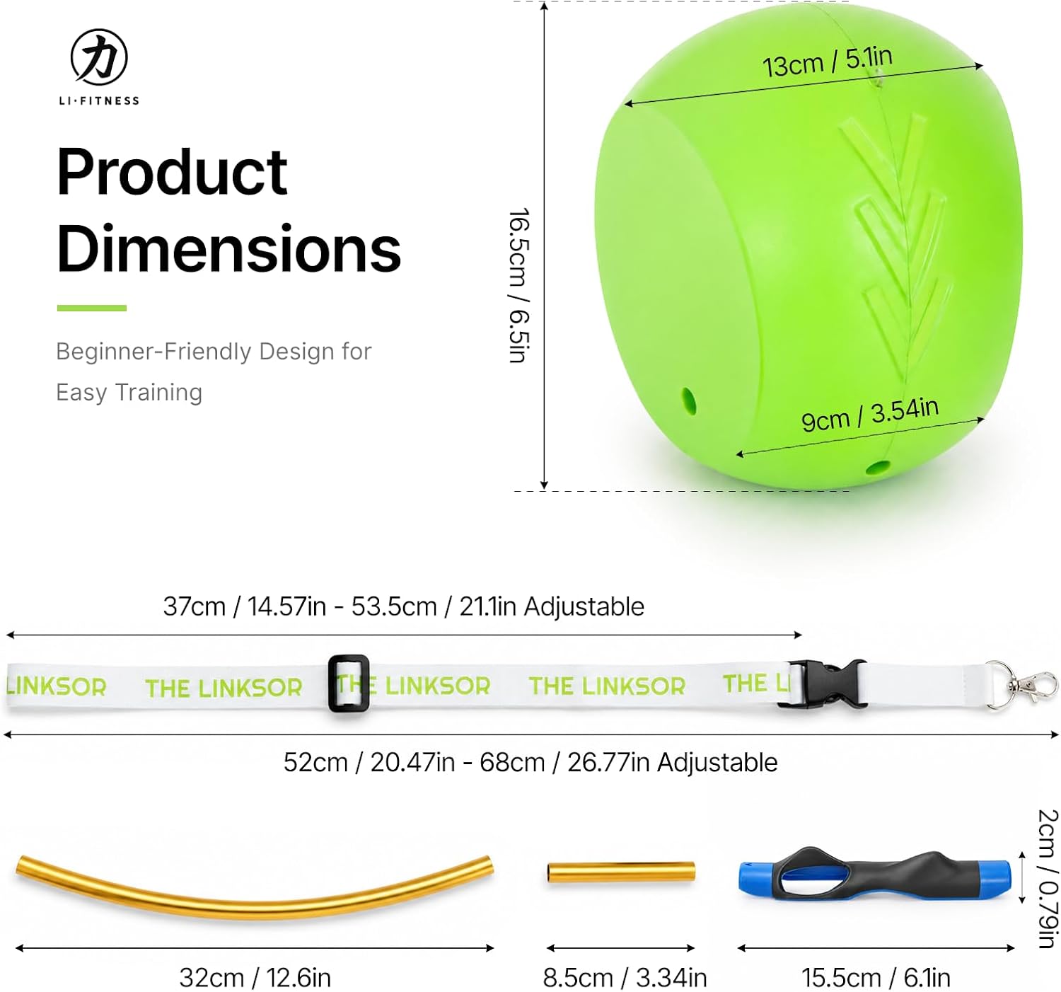 Golf Training Ball with Rope and Grip Trainer for Swing Practice | Helps train connected arms, reduce chicken wing
