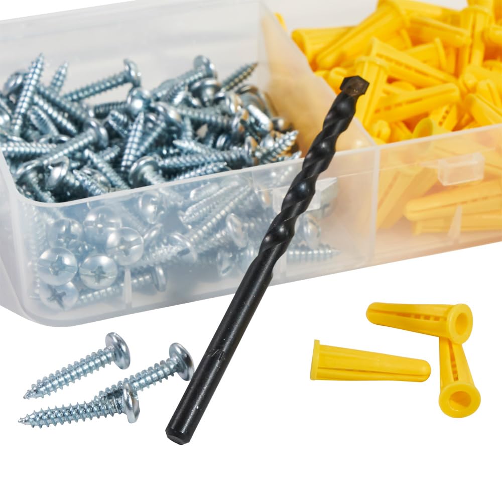 Klein Tools 53729 Conical Anchor Kit, 100 Anchors and Screws, One Drill Bit