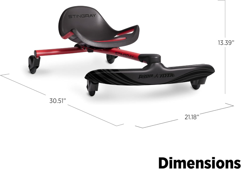 Stingray Pro, for Ages 3-8, Hands Free, Foot Powered Ride On with 360-degree Caster Wheels, Adjustable Seat with