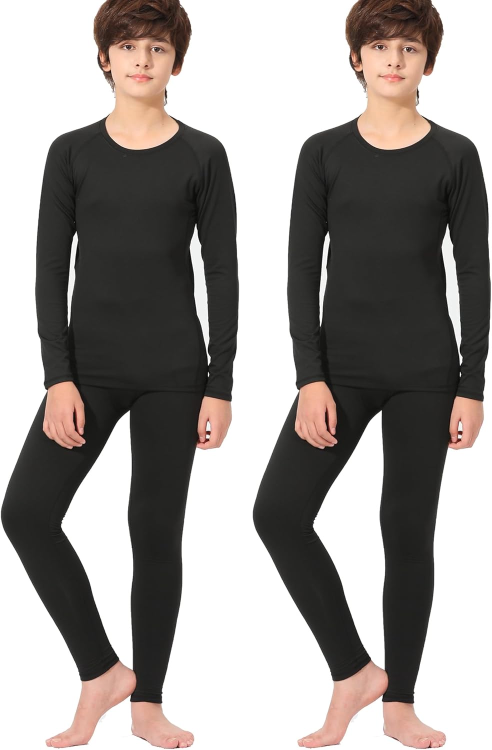 2-Set Boys Thermal Underwear Set Fleece Lined Compression Long Johns | Ultra-Soft Warmth, High Elasticity, Quick-Dry