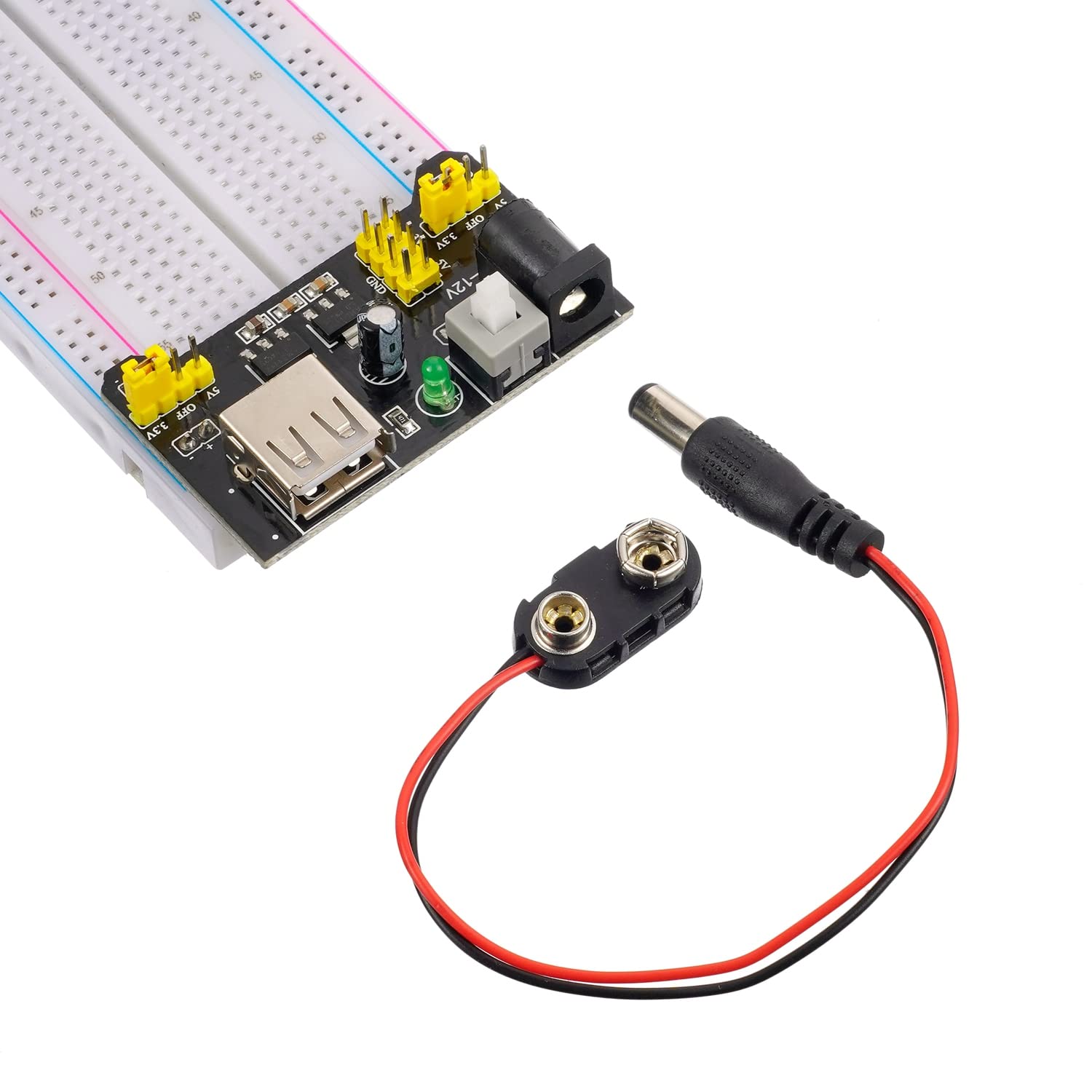 Breadboard Kit with Power Supply Module， Jumper Wires，Battery Clip，830 & 400 tie-Points Breadboard
