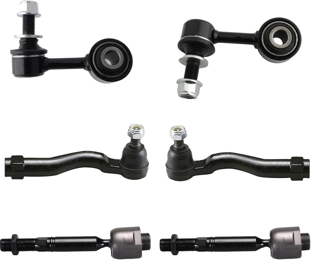 6PC Front Inner Outer Tie Rod End Sway Bar End Link Kit