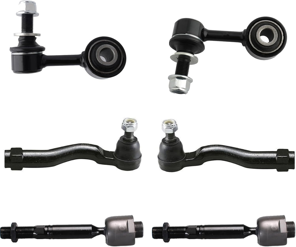 6PC Front Inner Outer Tie Rod End Sway Bar End Link Kit