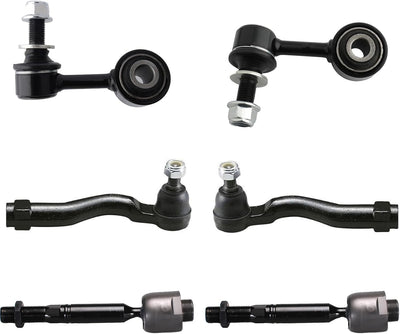 6PC Front Inner Outer Tie Rod End Sway Bar End Link Kit
