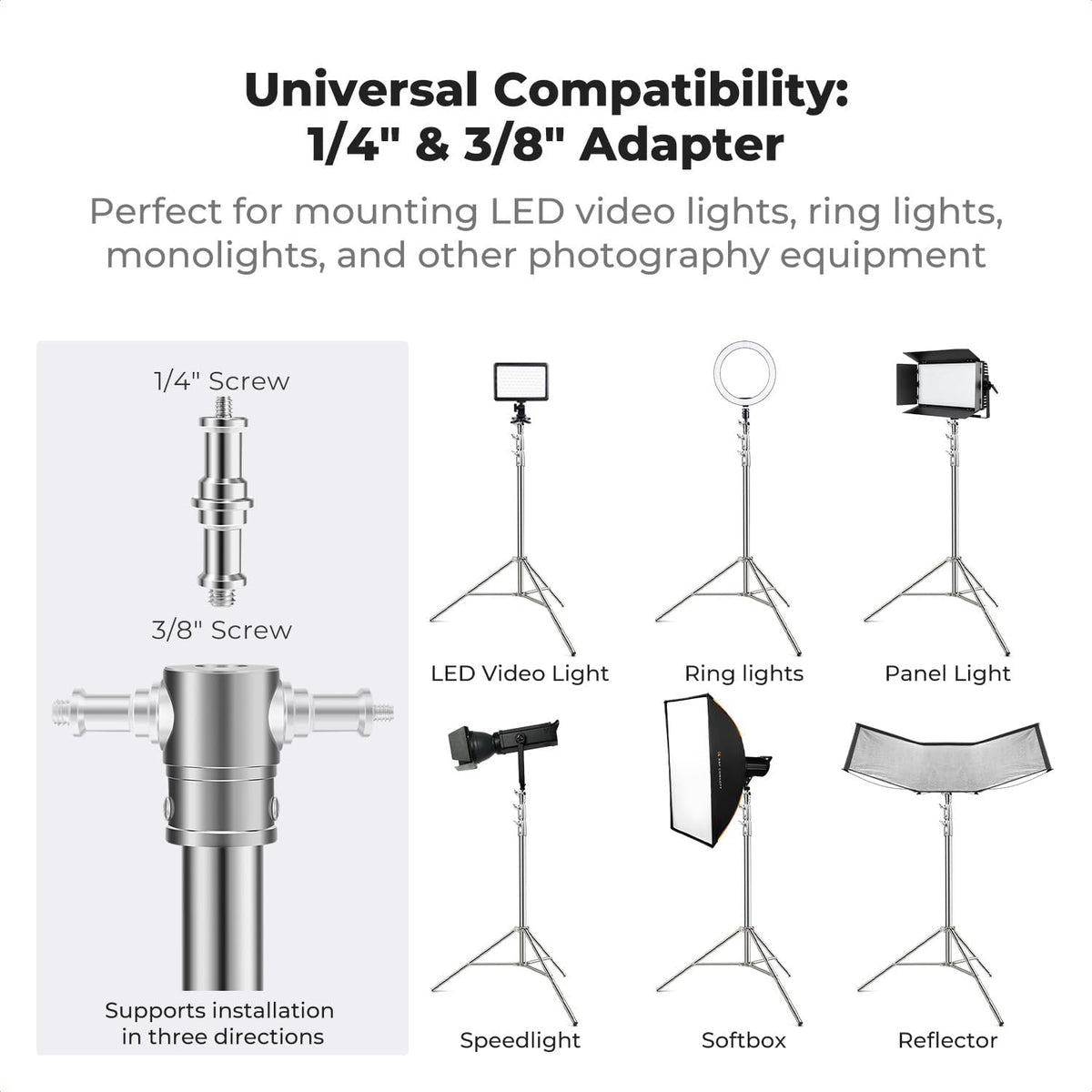 Stainless Steel Light Stand 9.2ft/2.8m Heavy Duty, 2-Pack