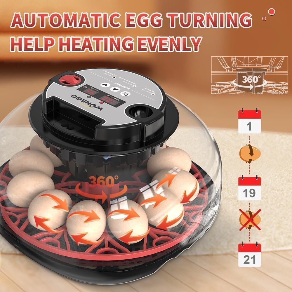 Nest II - 12 Egg Incubator for Beginners, Multi-Level Adaptive Humidity (Auto-Refill & Dual-Bottle) & Stable Temp