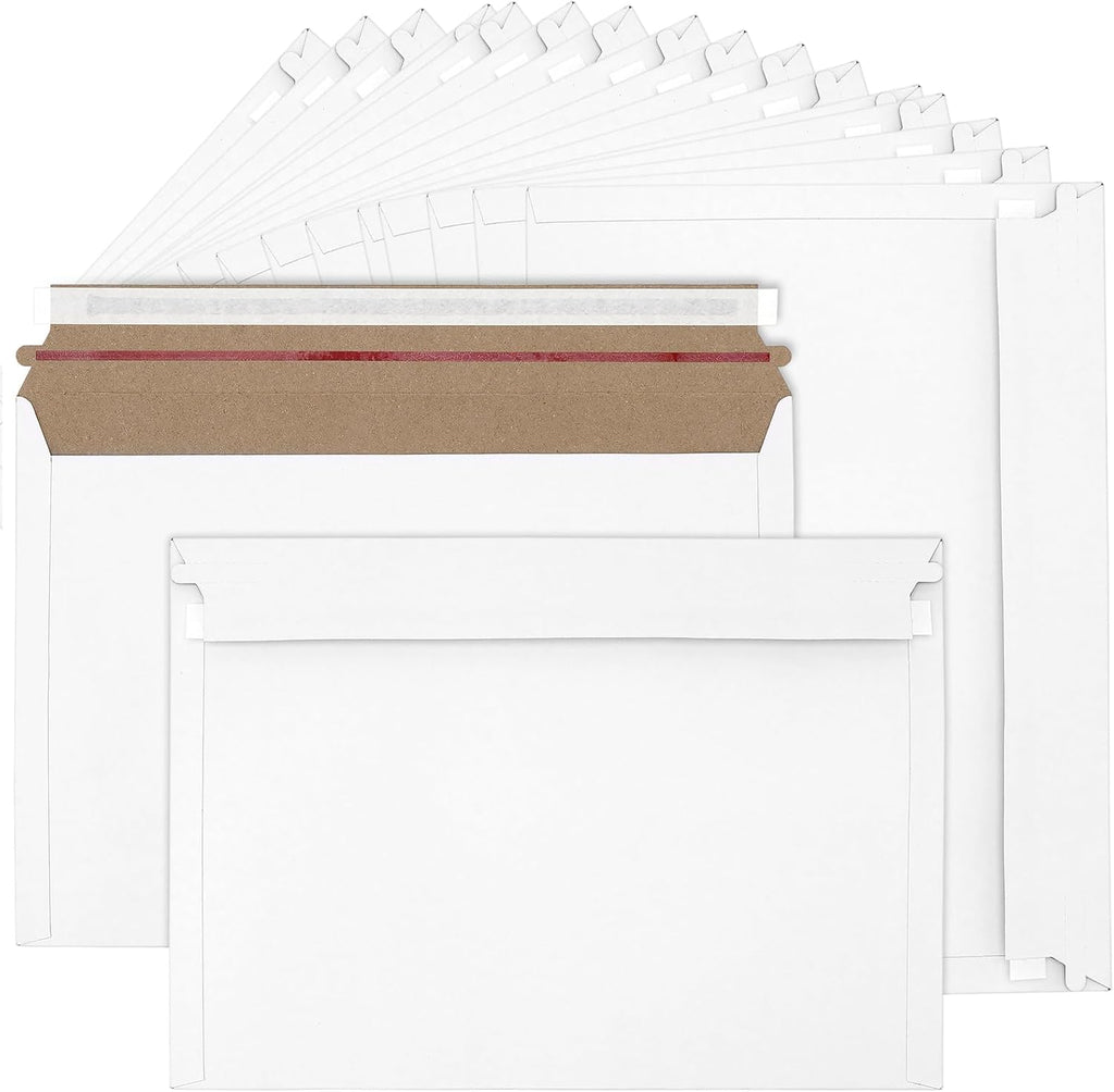 150 PCS 9 x 12 Inches White Cardboard Rigid Mailers, Self Seal Photo Document Mailers,Rigid Paperboard Envelopes for