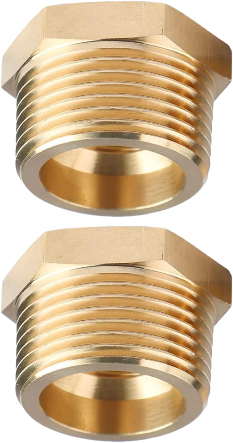 2PCS 1" x 1/2" Brass Reducer Hex Bushing by CX WONDERLAND