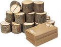 20Pcs Wood Place Card Holders and 24Pcs Kraft Table Place Cards, Rustic Table Number Holders, Food Labels, Name Card