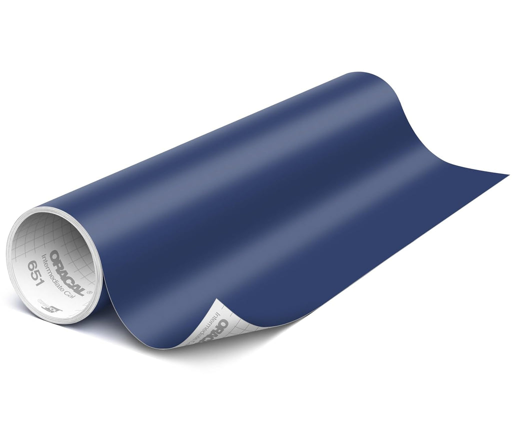 651 Matte Dark Blue Vinyl Durable Roll Easy to Weed Permanent Adhesive Craft Vinyl for Plotting Machines, Decals &