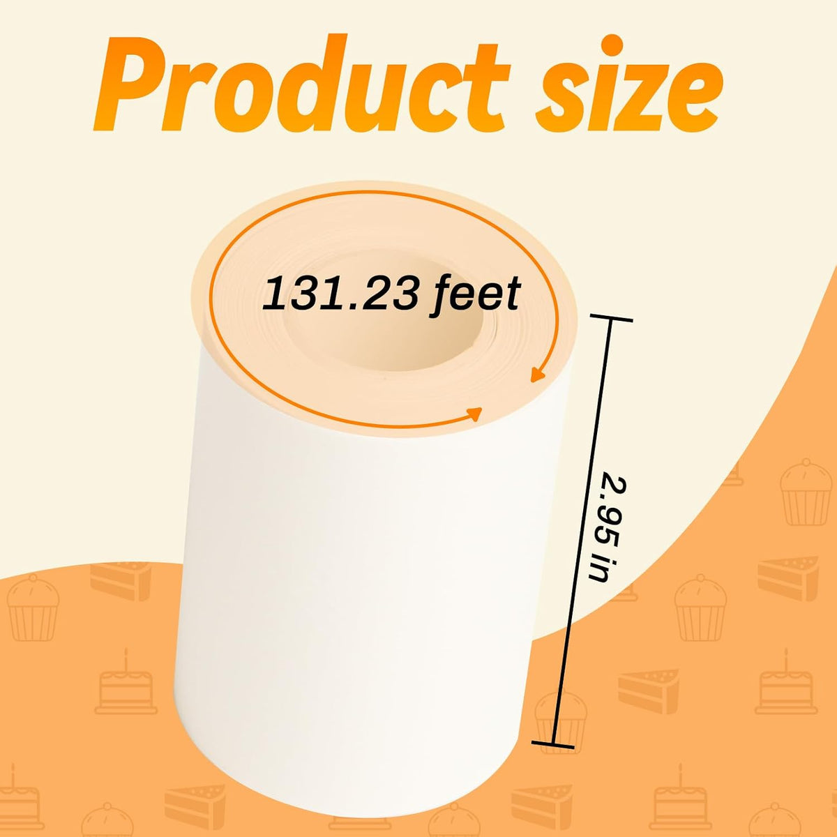 Baking Parchment Paper Side Liners - 2.95 in x 131.23 ft Cake Pan Side Liner Roll Parchment Paper Strips for Round
