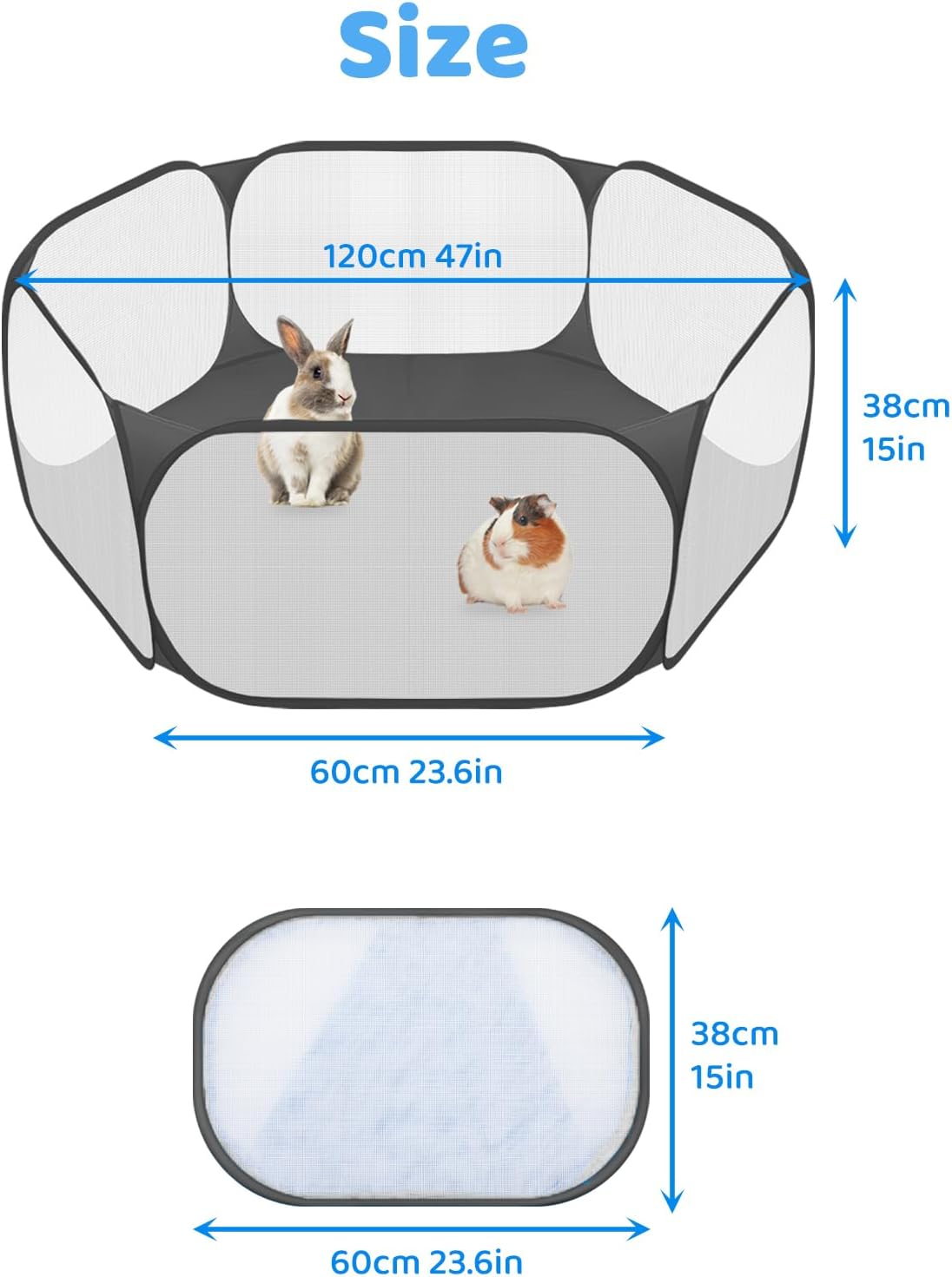 Small Animal Playpen, Pop-Up Portable Play Yard for Guinea Pigs, Rabbits, Hamsters, Hedgehogs, Foldable Exercise