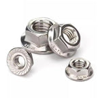 1/2"-13 Flange Nuts, 304 Stainless Steel Serrated Flange Hex Lock Nuts, 5Pcs-Pack