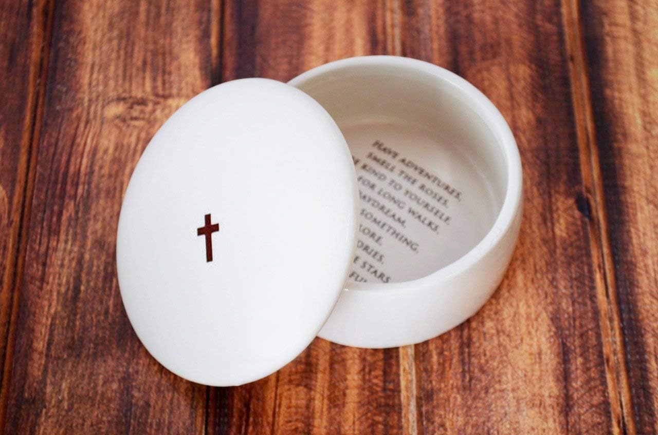 Baptism Gift or First Communion Gift - Round Keepsake Box