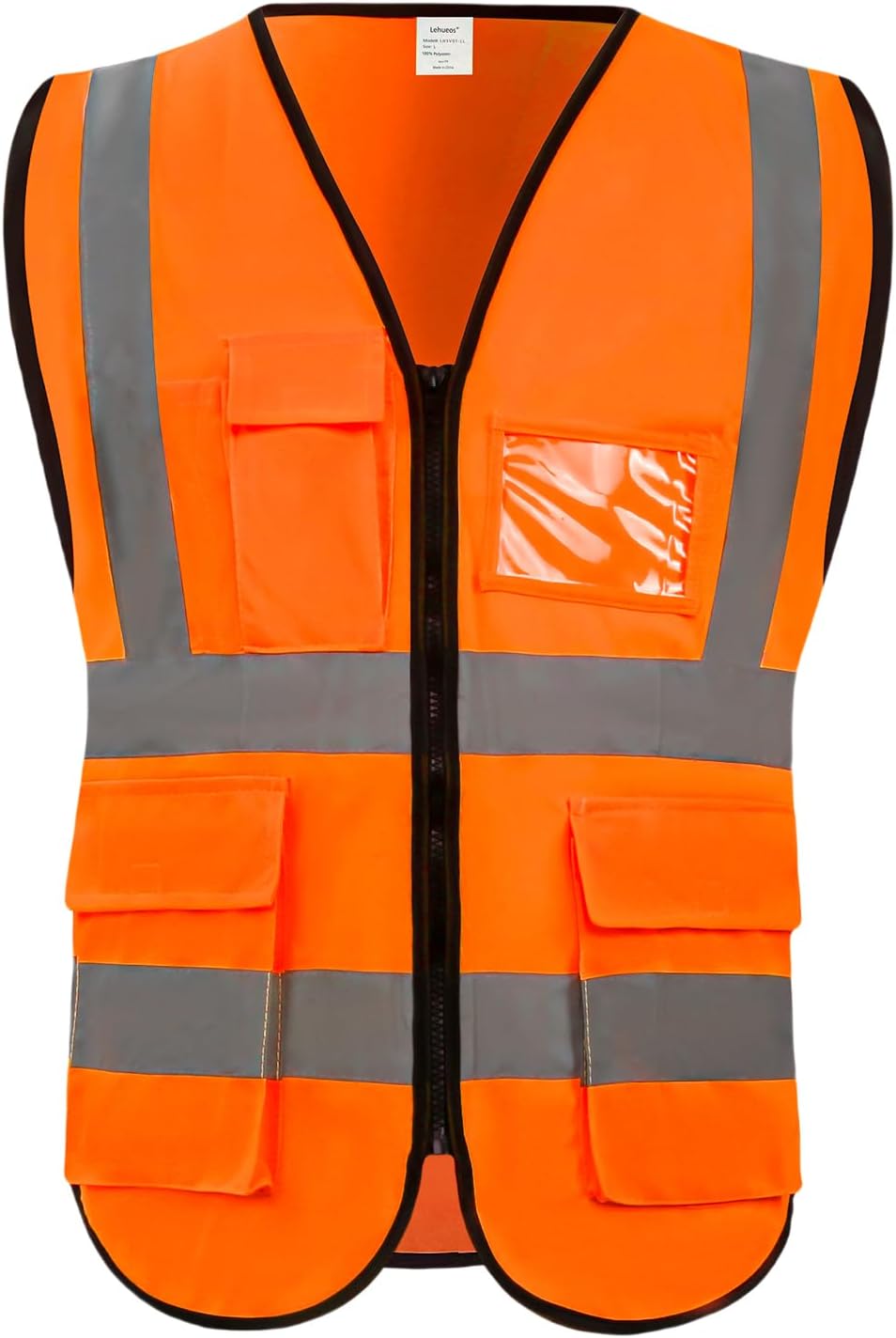 High Visibility Safety Vest with Pockets and Zipper, 1 Pack 5 Pack | Meets ANSI/ISEA Standard Class 2, 360-degree
