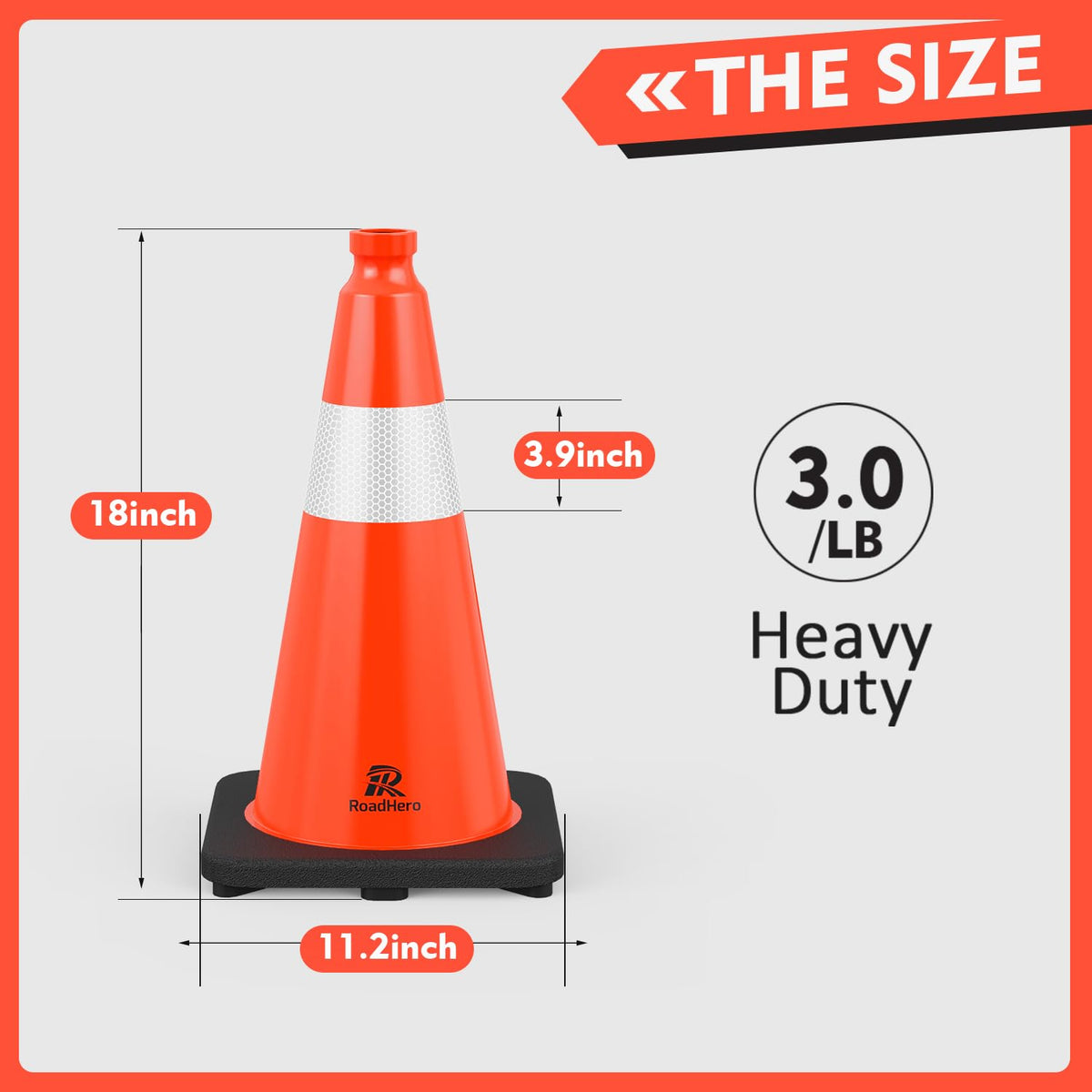 Orange Traffic Safety Cones 18 Inch with Weighted Base, 4 Pack