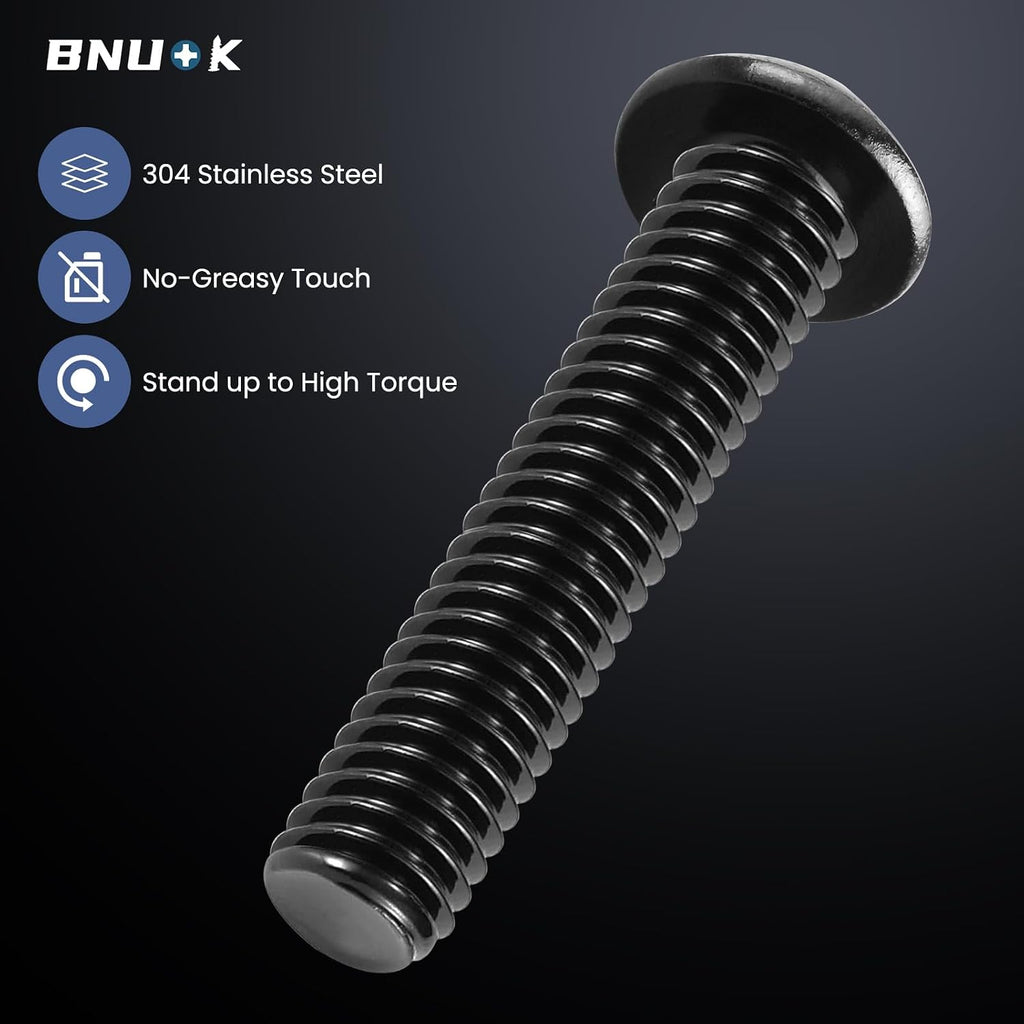 5/16-18 x 5/8 Inch Button Head Socket Cap Bolts Screws,304 Stainless Steel 18-8,Fully Threaded,Black Zinc Plated,with Hex Spanner(20Pcs)