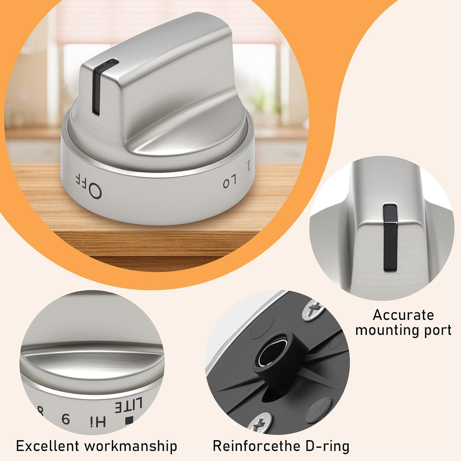 5Pcs WB03X24818 Gas Stove Knobs Replacement for GE Range Cooktop Oven, Surface Burner Control Knobs Compatible with