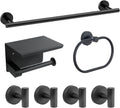 7-Piece Bathroom Hardware Accessories Set, SUS304 Towel Bar, Black | 25.9-Inch Towel Rack, Oval Towel Ring, Toilet