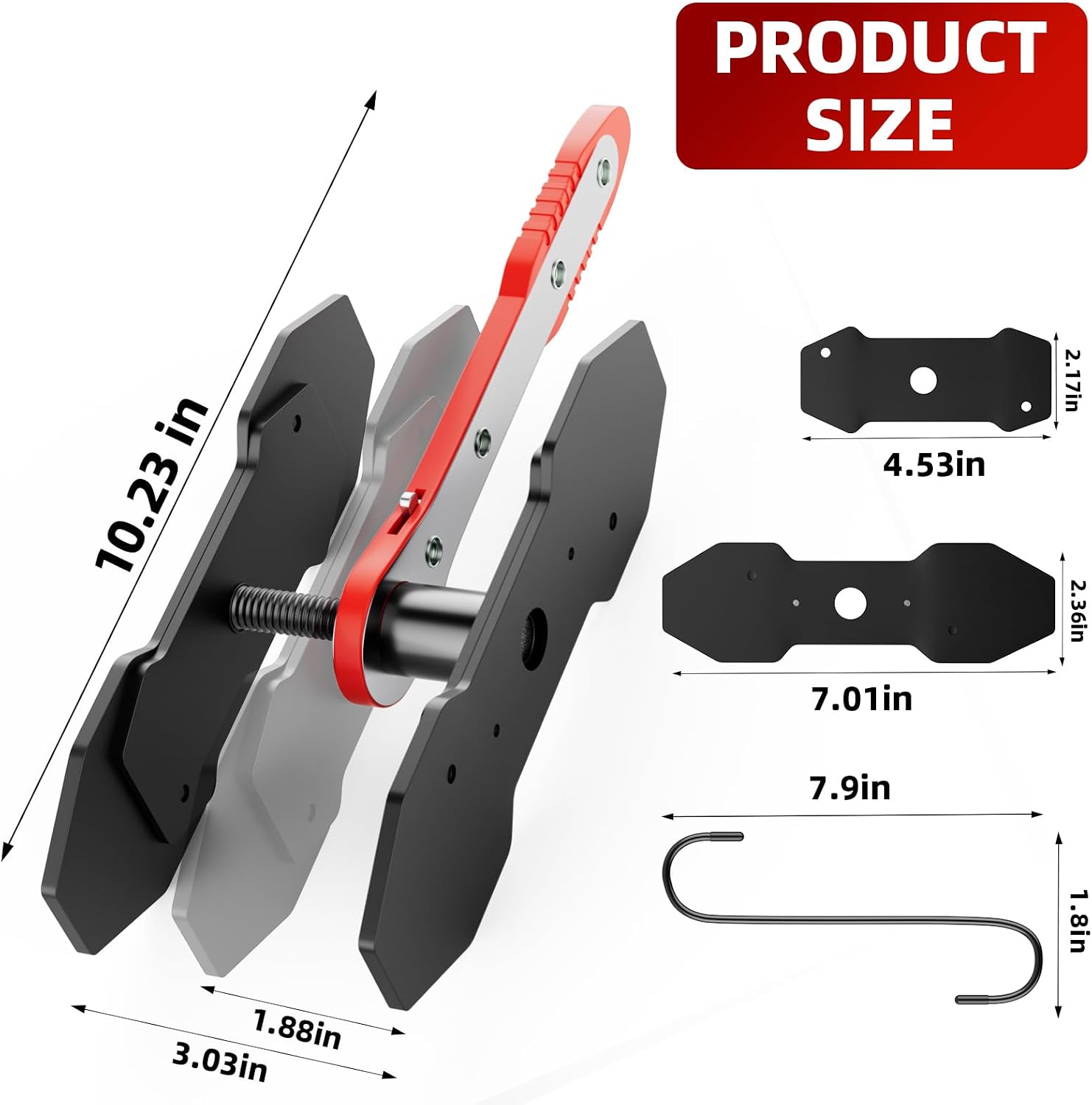 Brake Caliper Compression Tool, Caliper Piston Compressor Tool With Additional 2 pcs Large Steel Plate and 2 Hooks