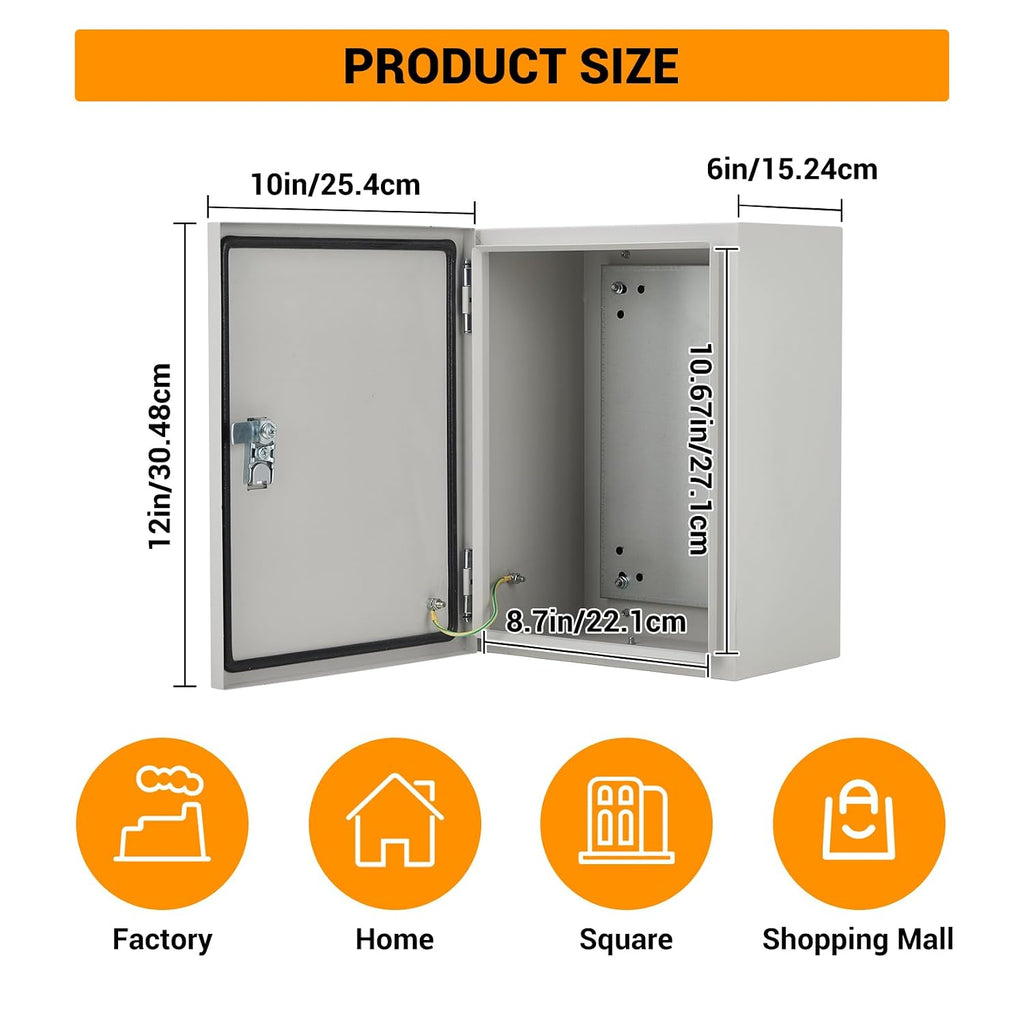 Outdoor Electrical Enclosure, 12 * 10 * 6in Cold Rolled Steel Box