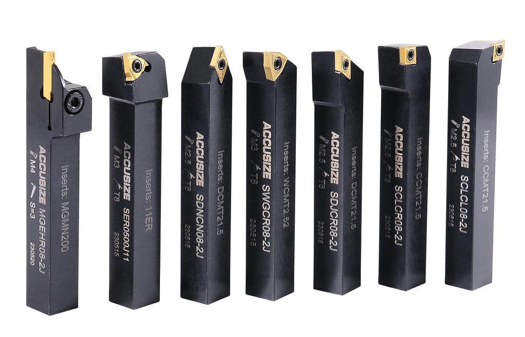 Accusize 1/2 in Shank Indexable Carbide Turning Tool Set, 2387-2004PLUS