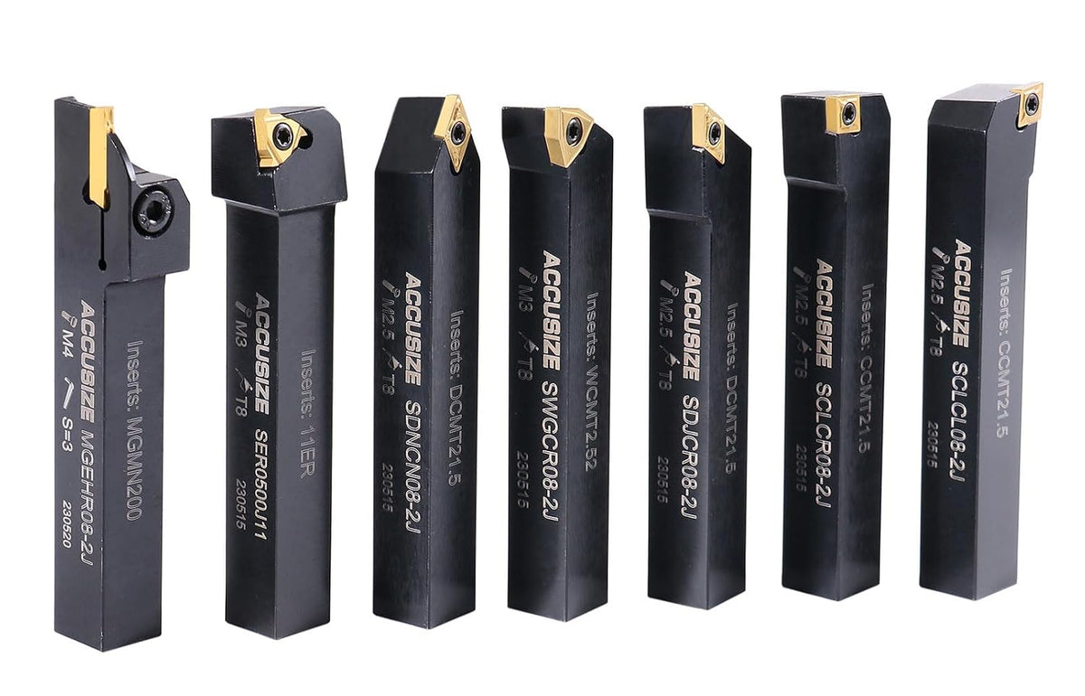 Accusize 1/2 in Shank Indexable Carbide Turning Tool Set, 2387-2004PLUS