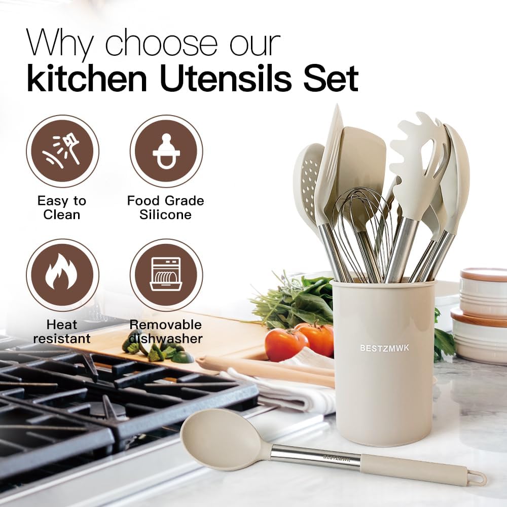Kitchen Utensils Set-Silicone Cooking Utensils-33pcs Non-Stick Silicone Cooking Kitchen Utensils Spatula Set with