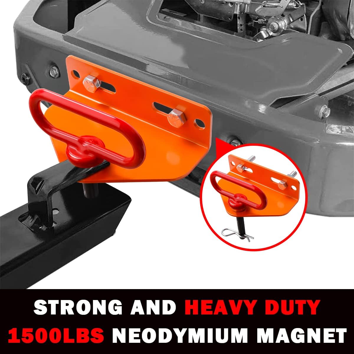 Universal Heavy Duty Zero Turn Mower Trailer Hitch and Strong Heavy Duty Neodymium Magnetic Trailer Hitch Pin with 2