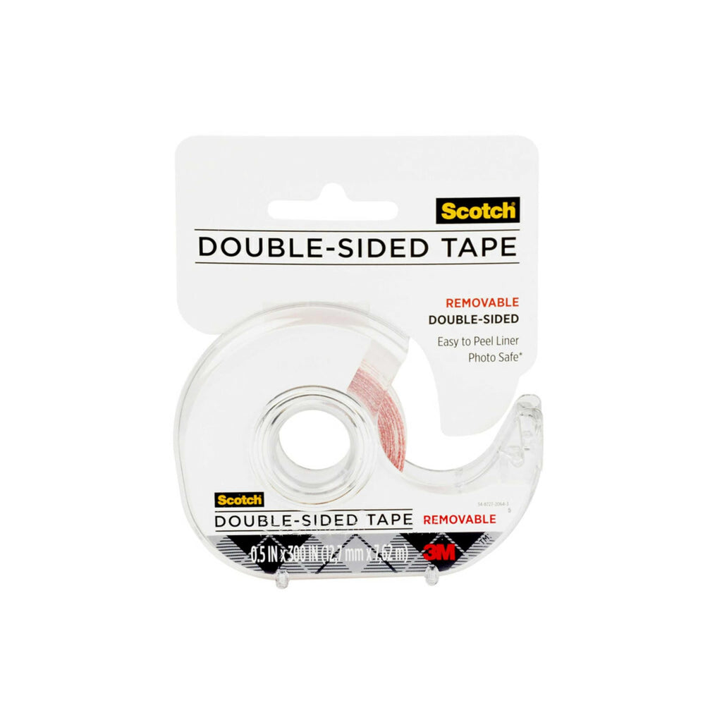 Double Sided Tape, Removable, 1/2 in x 300 in, 4-Pack (2002-CFT)