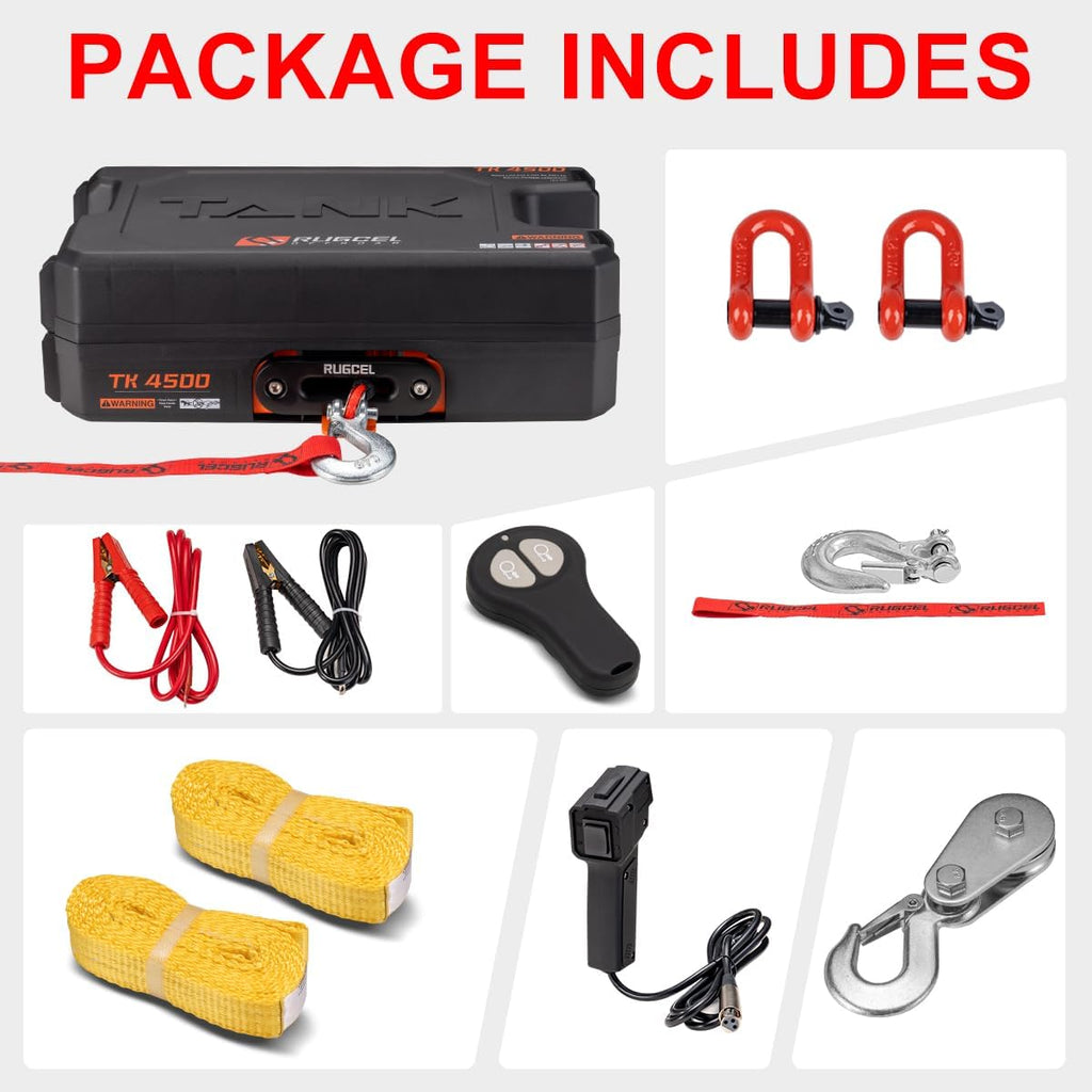 Portable Winch 12V DC Electric Utility winch,4500lb/2041kg Single Line Pull with Steel Mounting Plate, Integrated