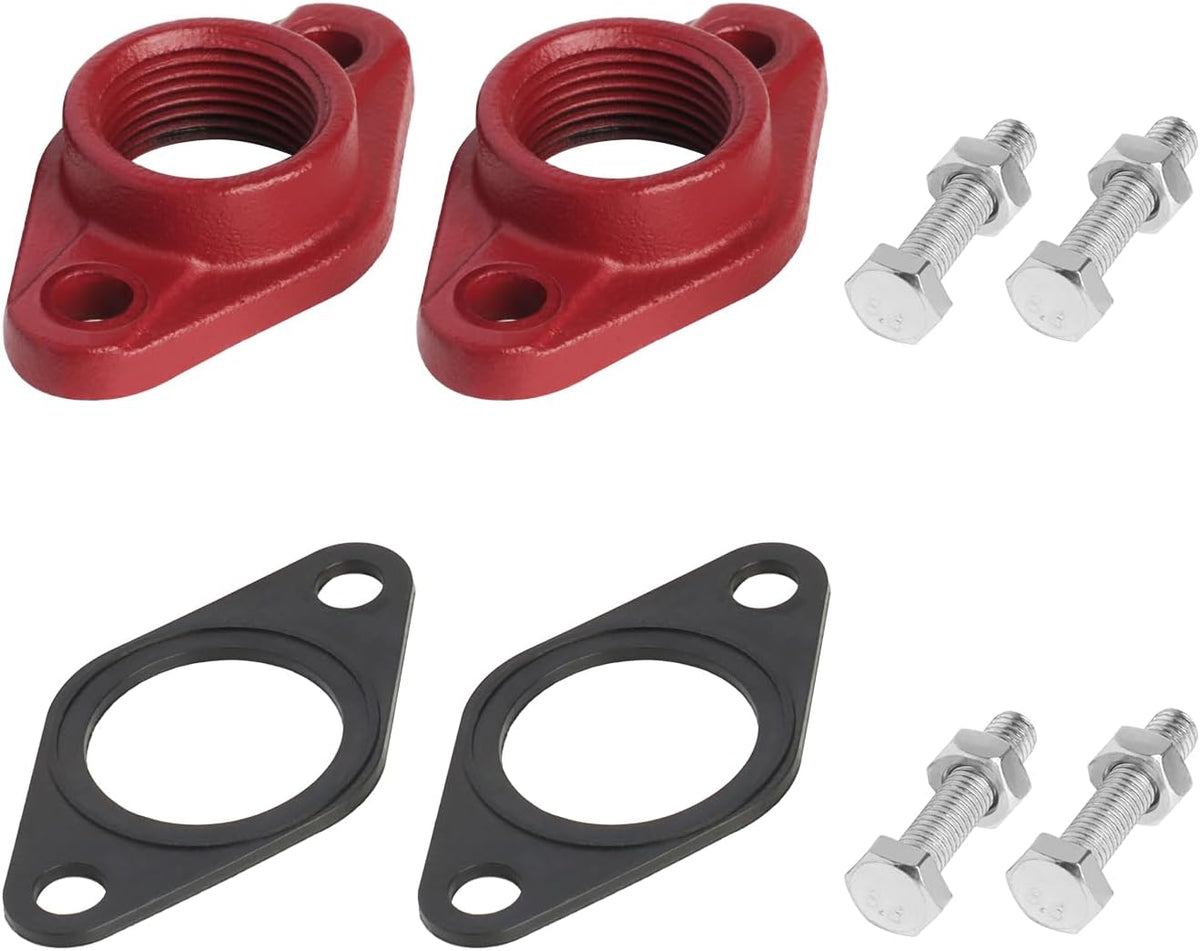 Pair of 1" NPT Cast Iron Circulator Pump Flanges for WiseWater Pumps, Red