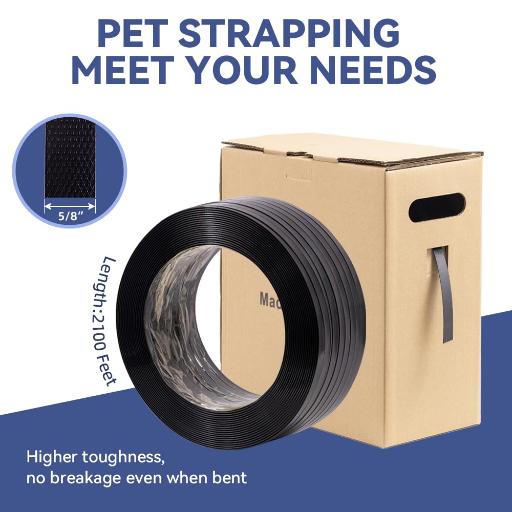 Banding Strapping Kit with 5/8" x2100 ft Polyester Band PET Strapping Roll