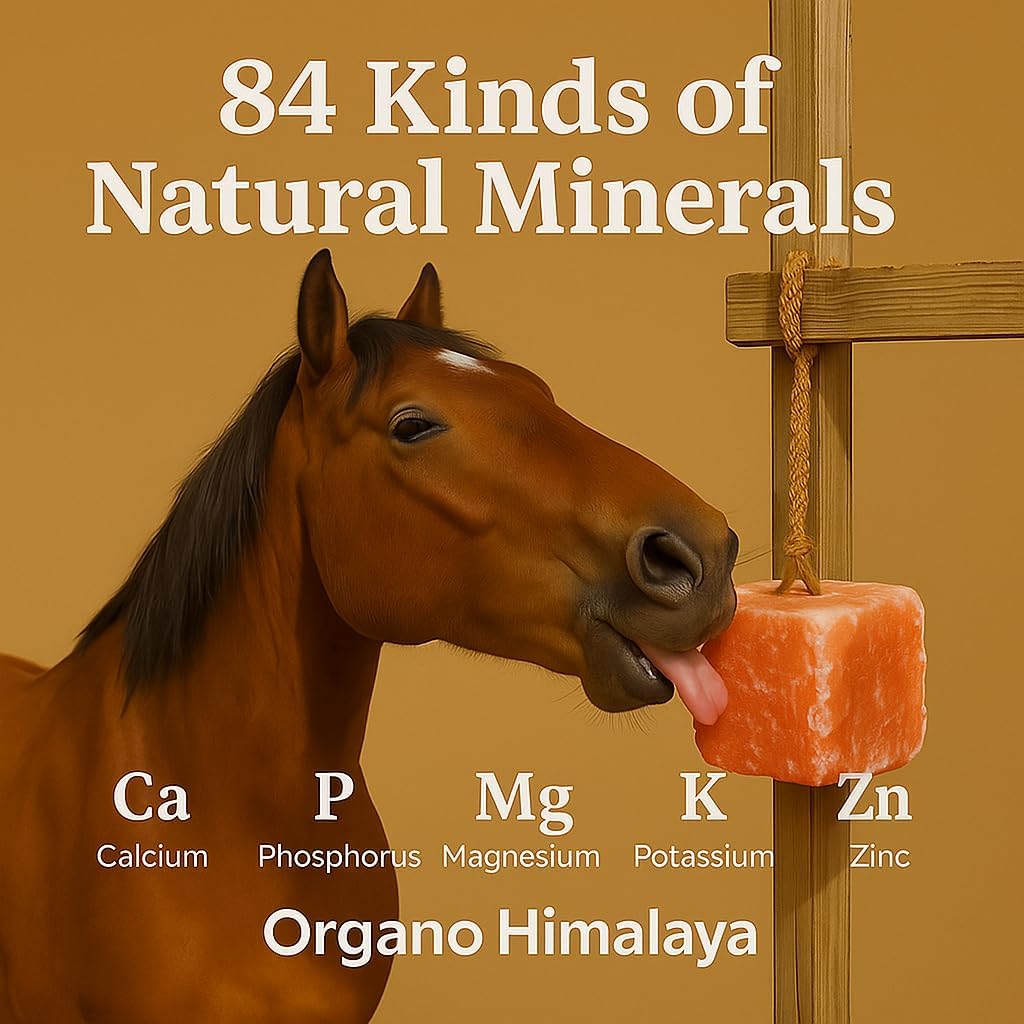 Himalayan Salt Lick On Rope 7.5-8 lb Each (Pack of 2) for Horses, Deer, Goats & Livestock | Natural, Mineral-Rich