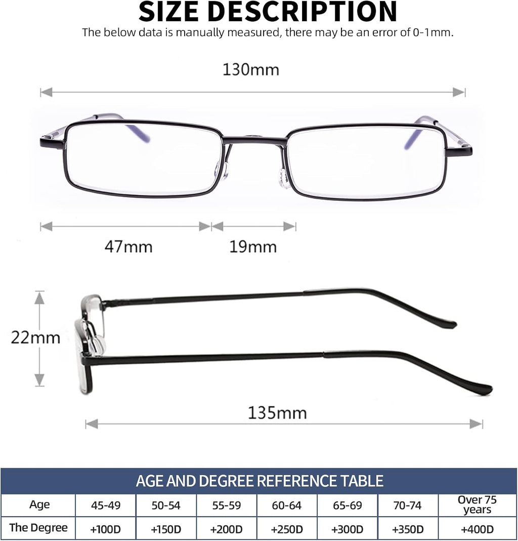 Blue Light Blocking Reading Glasses - Slim Pocket Readers with Pen Clip Case Mini Lightweight Readers
