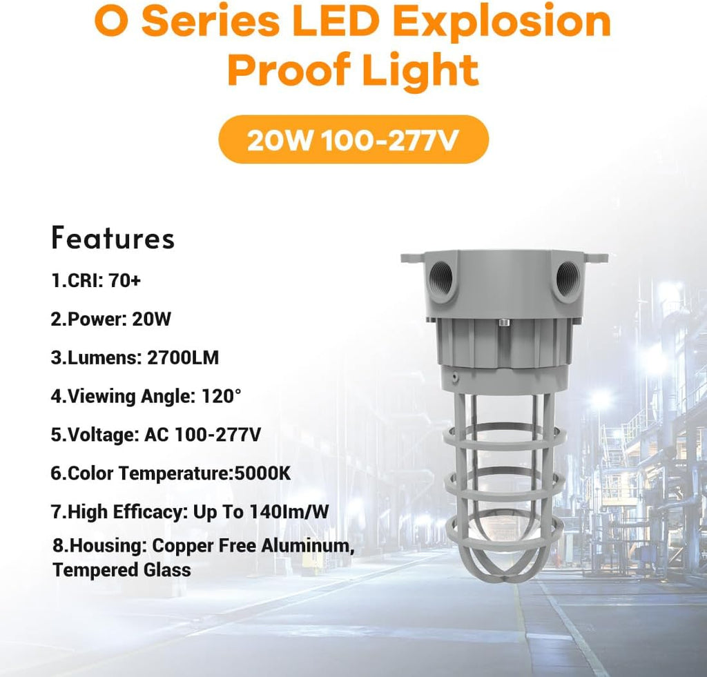 LED Explosion Proof Vapor Tight Light, Wall Mount, O Series